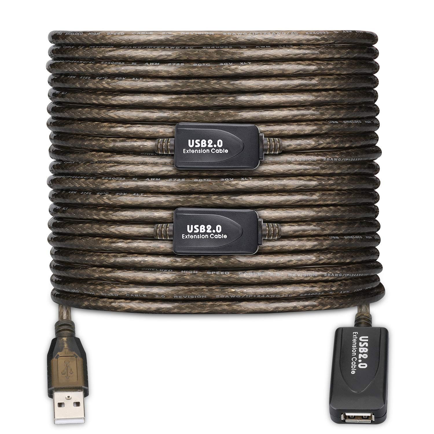 USB 2.0 Active Repeater Extension Cable 100ft Male to Female
