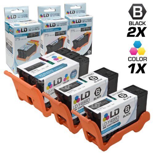 LD Ink Cartridge for Dell Series 21 V313 V313w 3PK: 2 Black Y498D 1 Color Y499D