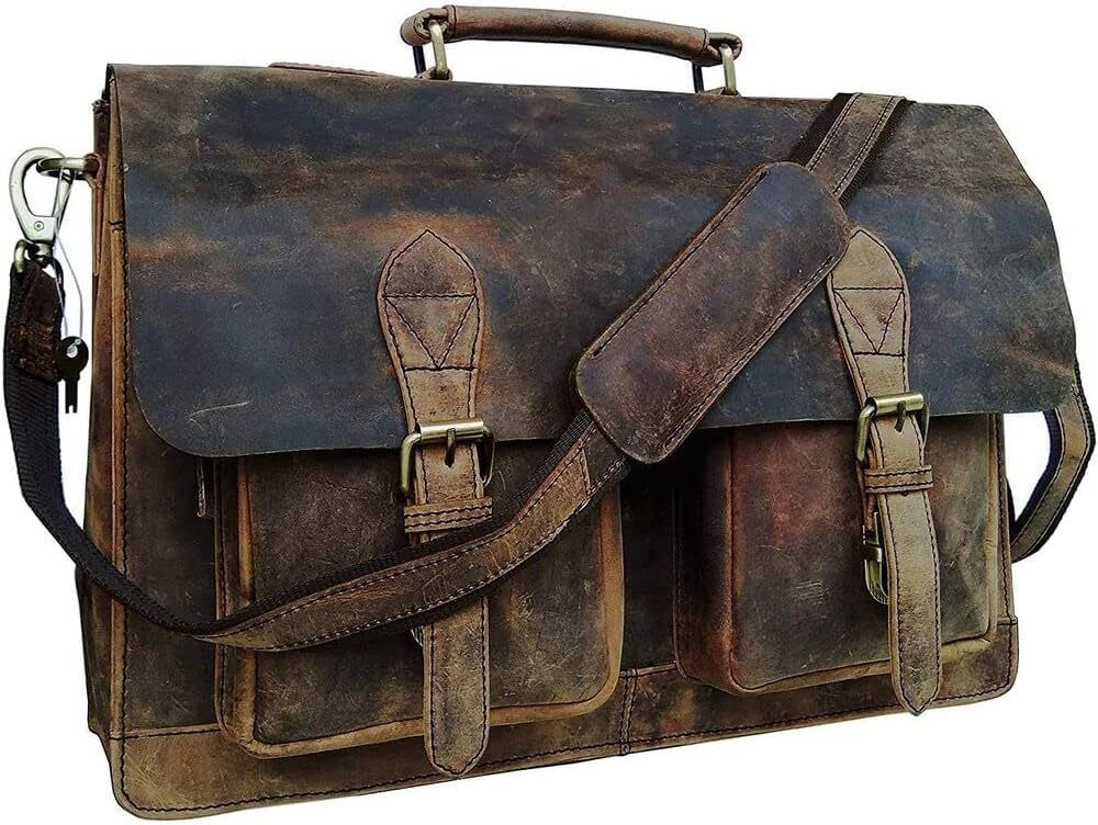 Leather Messenger Bag for Men, 16 Inch Laptop Bag, Crossbody Bag Men, Vintage...