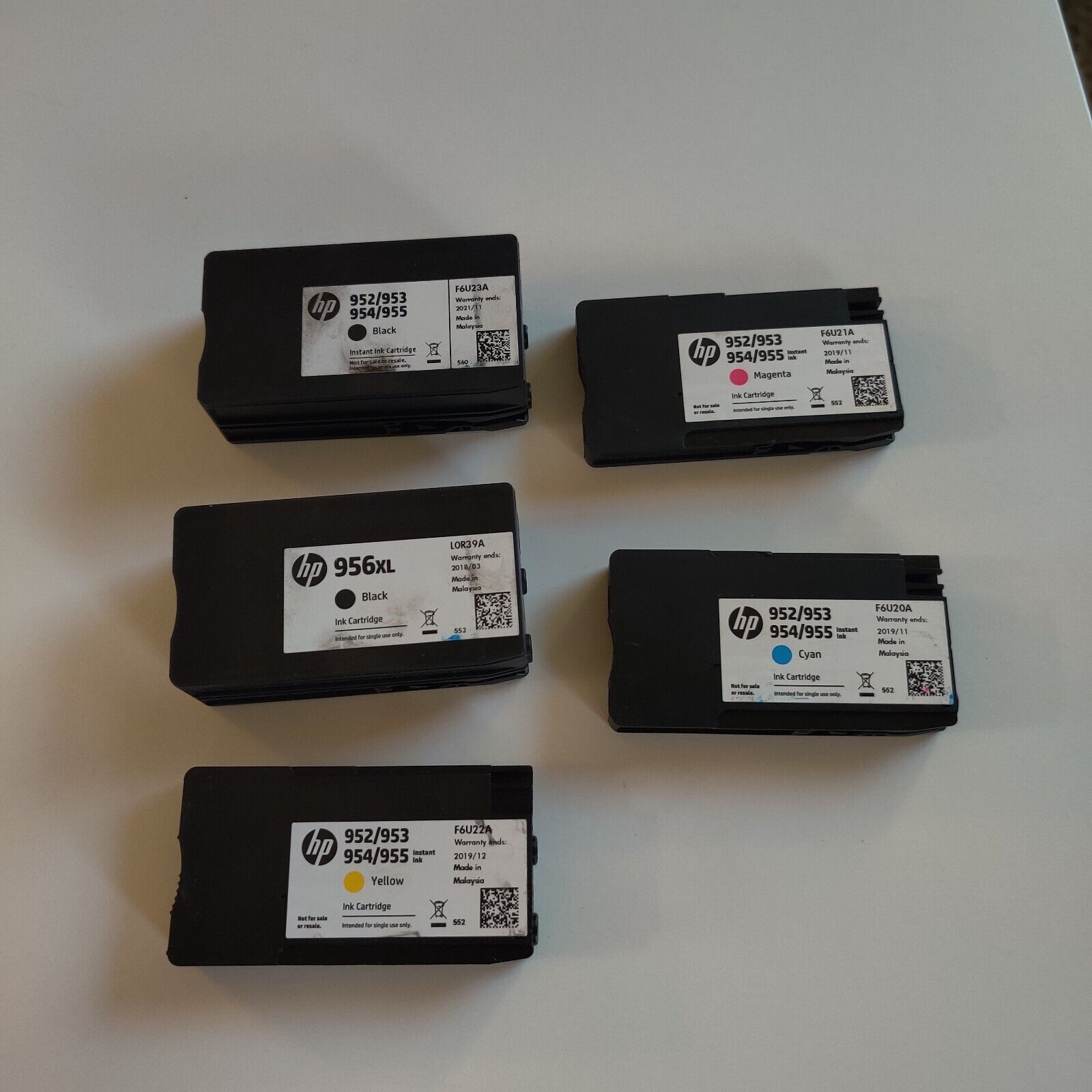 HP 952/953/954/955 Cyan Yellow Ink Cartridges F6U21A F6U20A F6U22A 956 Black