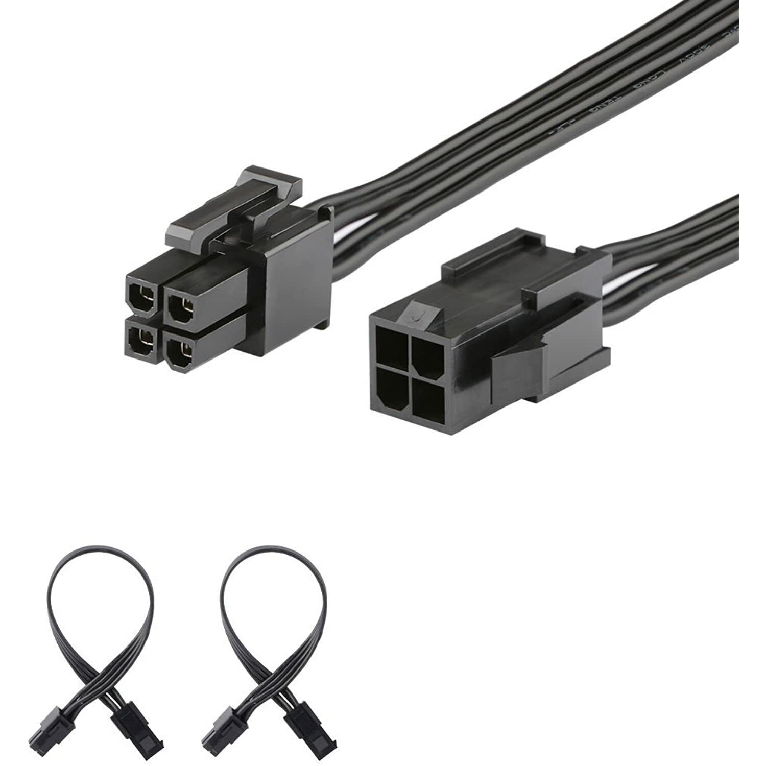 J&D (2 Pack) ATX 4 Pin CPU Male to Female Extension Cable –, 8 inch
