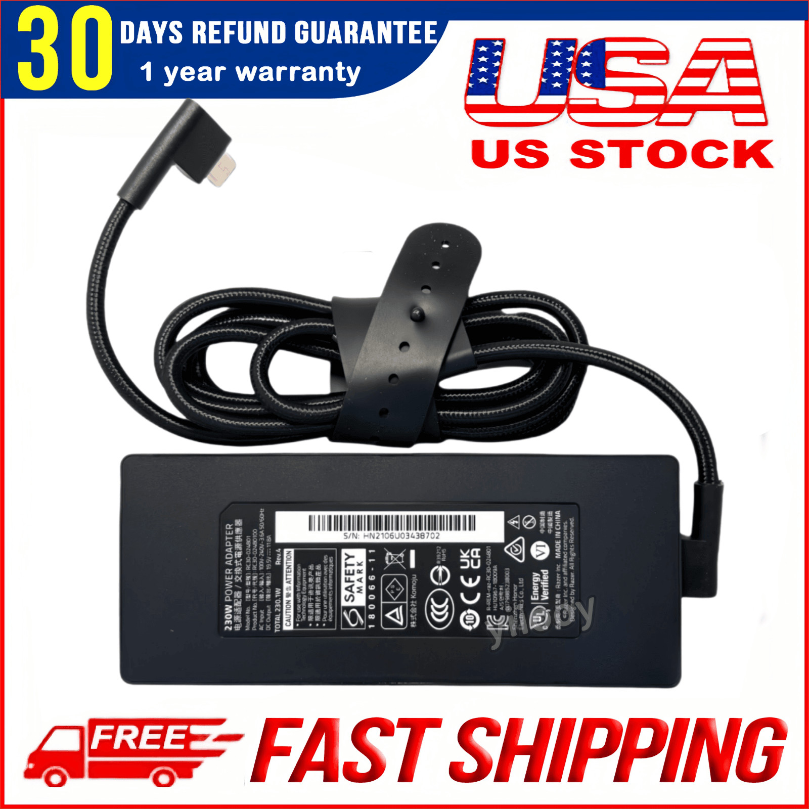Genuine Power Adapter Charger 230W RC30-024801 for Razer Blade 14" 15" 17" RTX