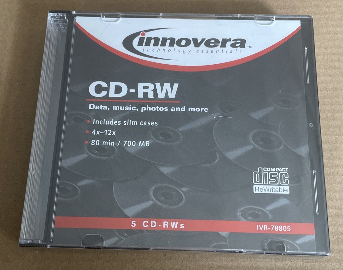 Innovera CD-RW 12x 80min 700mb Discs 5 Pack w/Slim Cases IVR-78810 Sealed New
