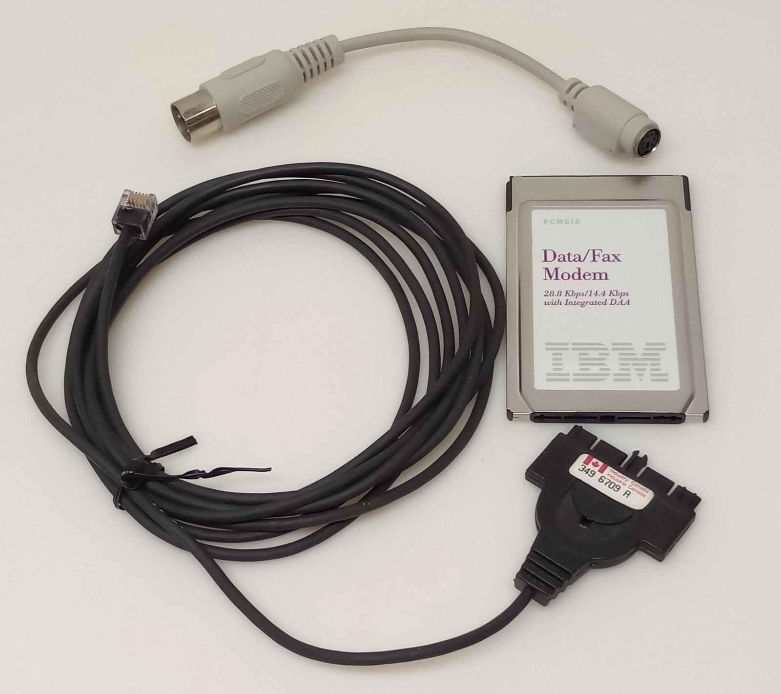 Vintage IBM PCMCIA 28.8K Data/Fax Modem Card Lot w/ Dongle & PS/2 Adapter Retro