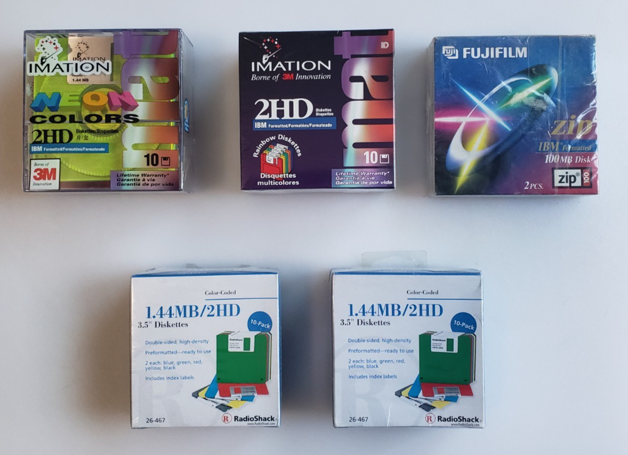 Vintage Floppy Disk Lot – Imation, RadioShack & Fujifilm ZIP 100MB Sealed Packs