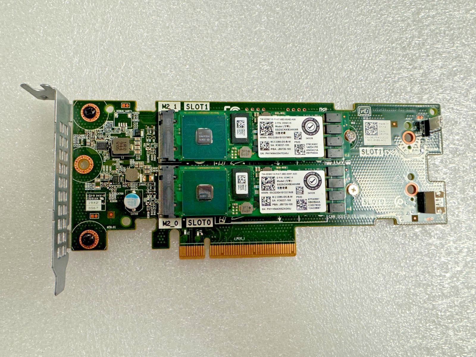 Dell Boss-S1 M.2 2280 PCIe Storage Controller W/2x DMC15 SATA SSD 61F54 Tested
