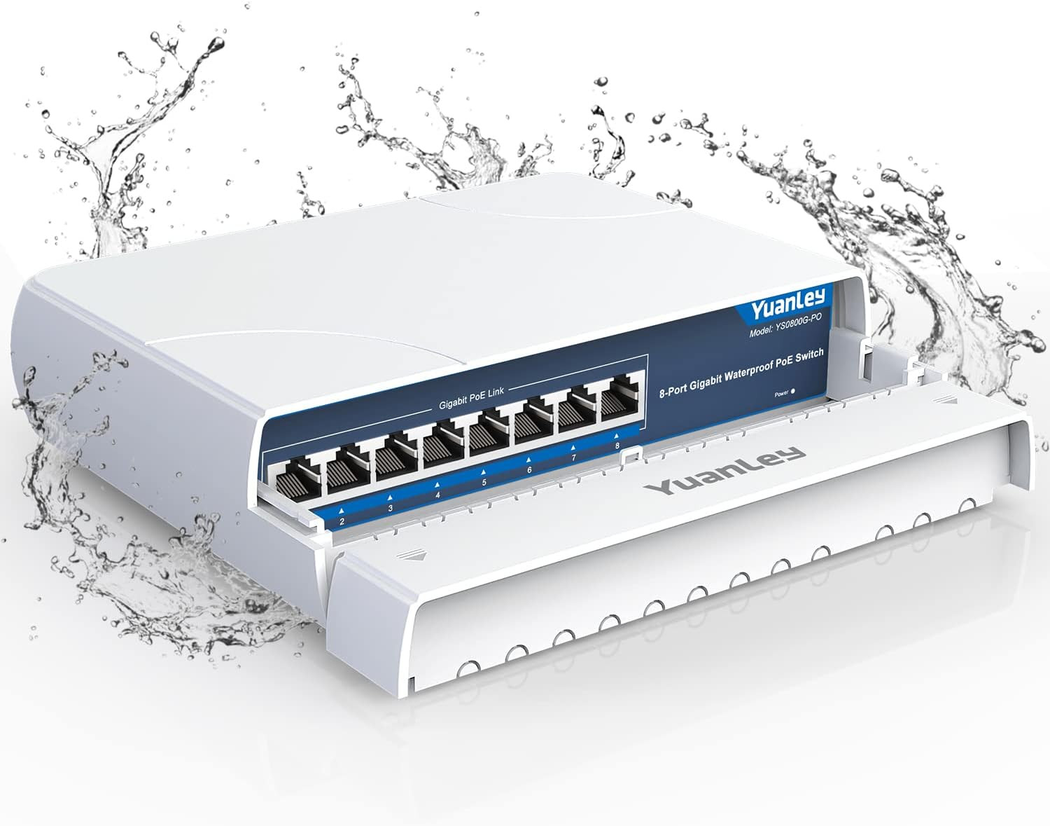 YuanLey 8-Port PoE Switch Gigabit- Waterproof Outdoor Ethernet Unmanaged Network