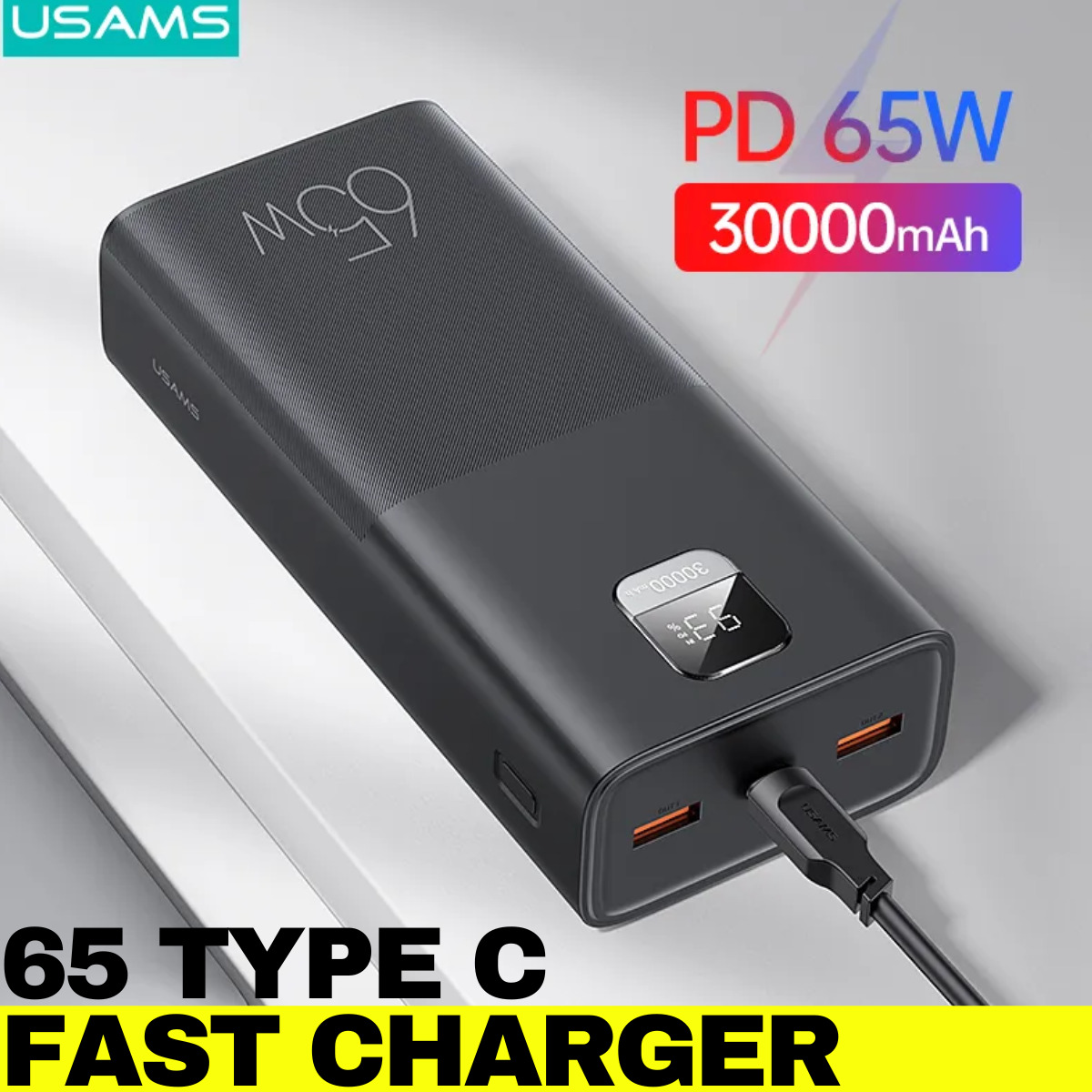 30000mAh 65W Fast charge power Bank battery PD/QC Laptop tablet Phone External 