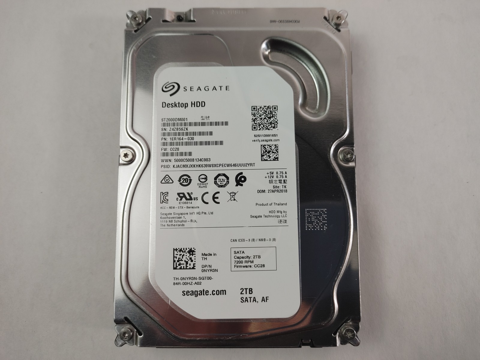 Seagate ST2000DM001 2 TB 3.5 in SATA III Desktop Hard Drive