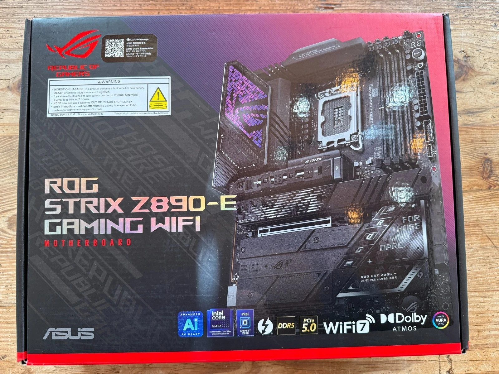 ASUS ROG Strix Z890-E Gaming Wi-Fi 7 Motherboard Intel LGA 1851, DDR5, ATX