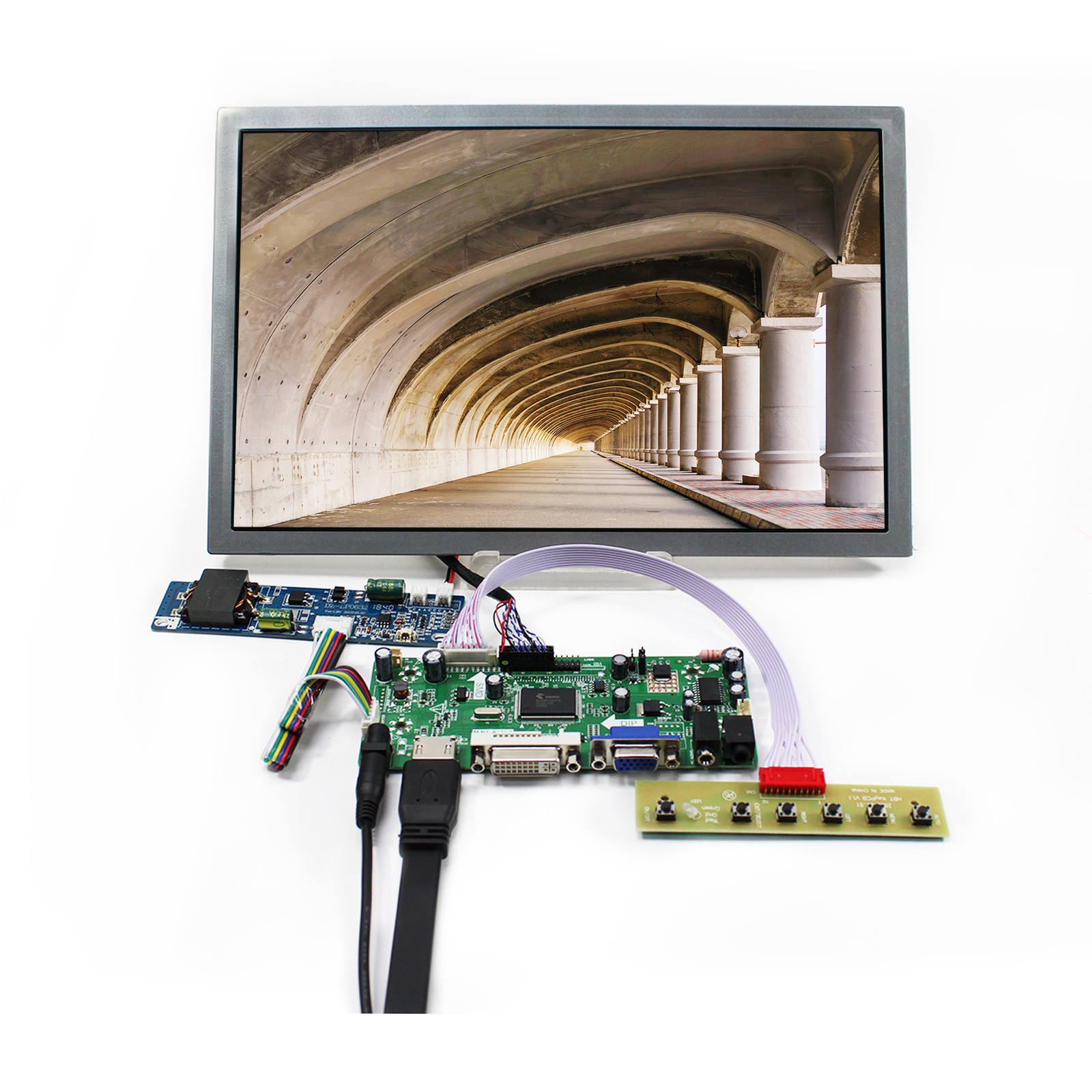 DVI VGA HD LCD Controller Board 12.1 in 1000cd High Brightness 1280x800 LCD
