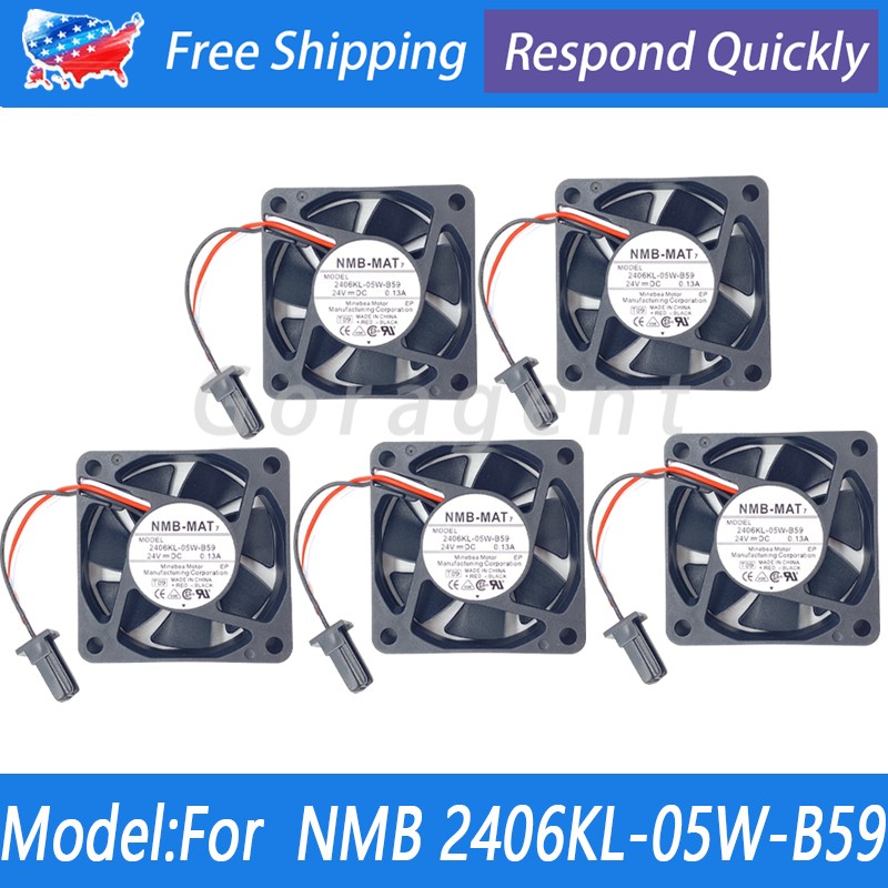 5PCS For NMB-MAT 2406KL-05W-B59  24V 0.13A 3-Pin Numerical Control Machinery Fan