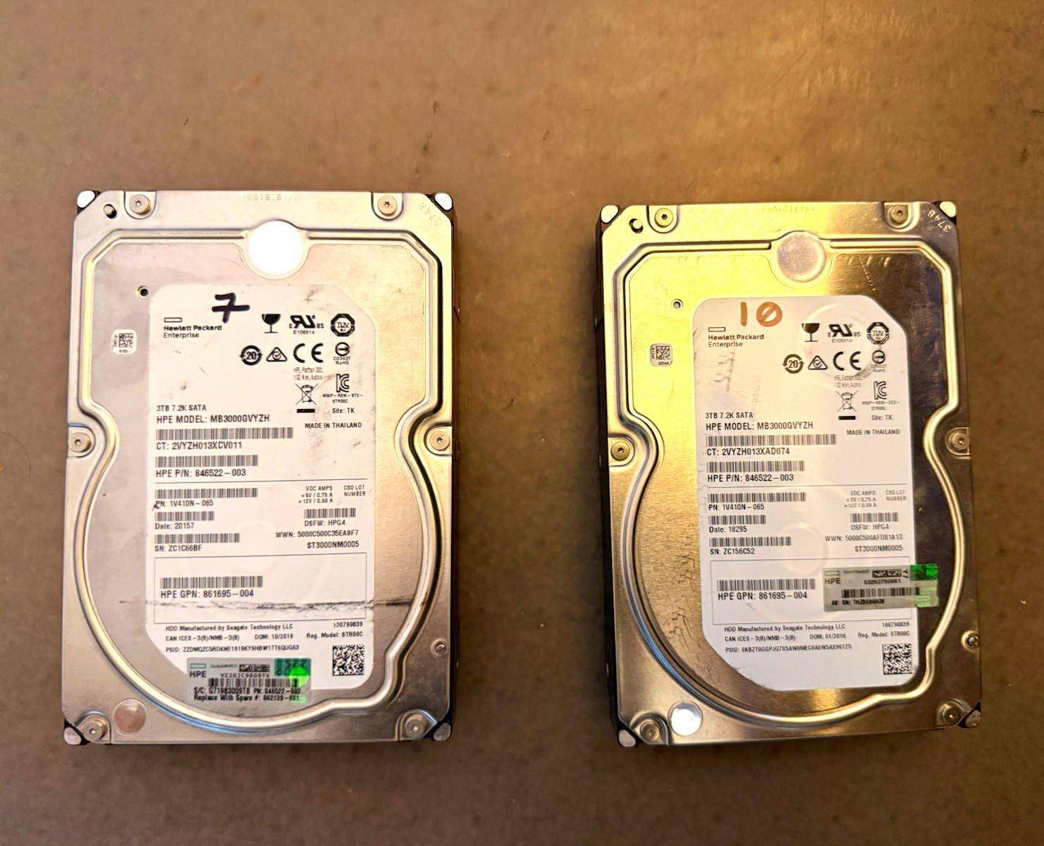 (2) HPE Enterprise 3TB 7200RPM SATA 6Gb/s 3.5in Internal HDD MB3000GVYZH
