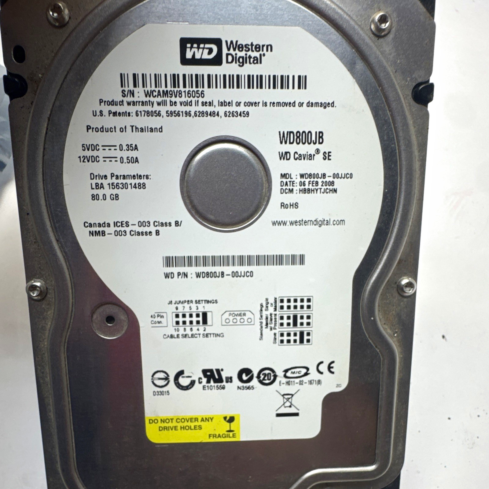 Western Digital WD Caviar SE WD800JB 80GB 3.5" PATA/IDE 7200RPM 8MB