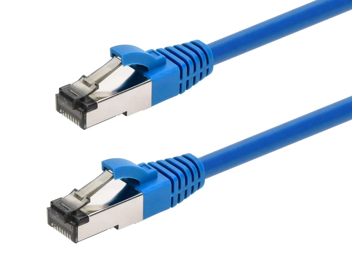 Monoprice Cat8 Patch Cable 25 Feet Blue Double Shielded (S/FTP) 28AWG 2GHz 40G