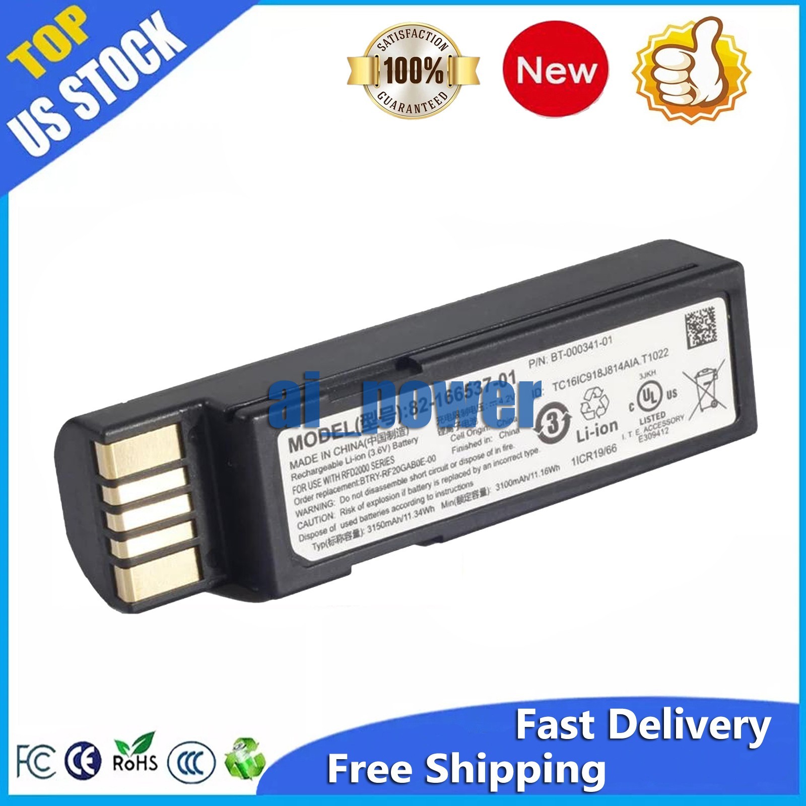 82-166537-01 New Battery For Zebra DS3678 LI3678 DS3608 LI3608 Barcode Scanner