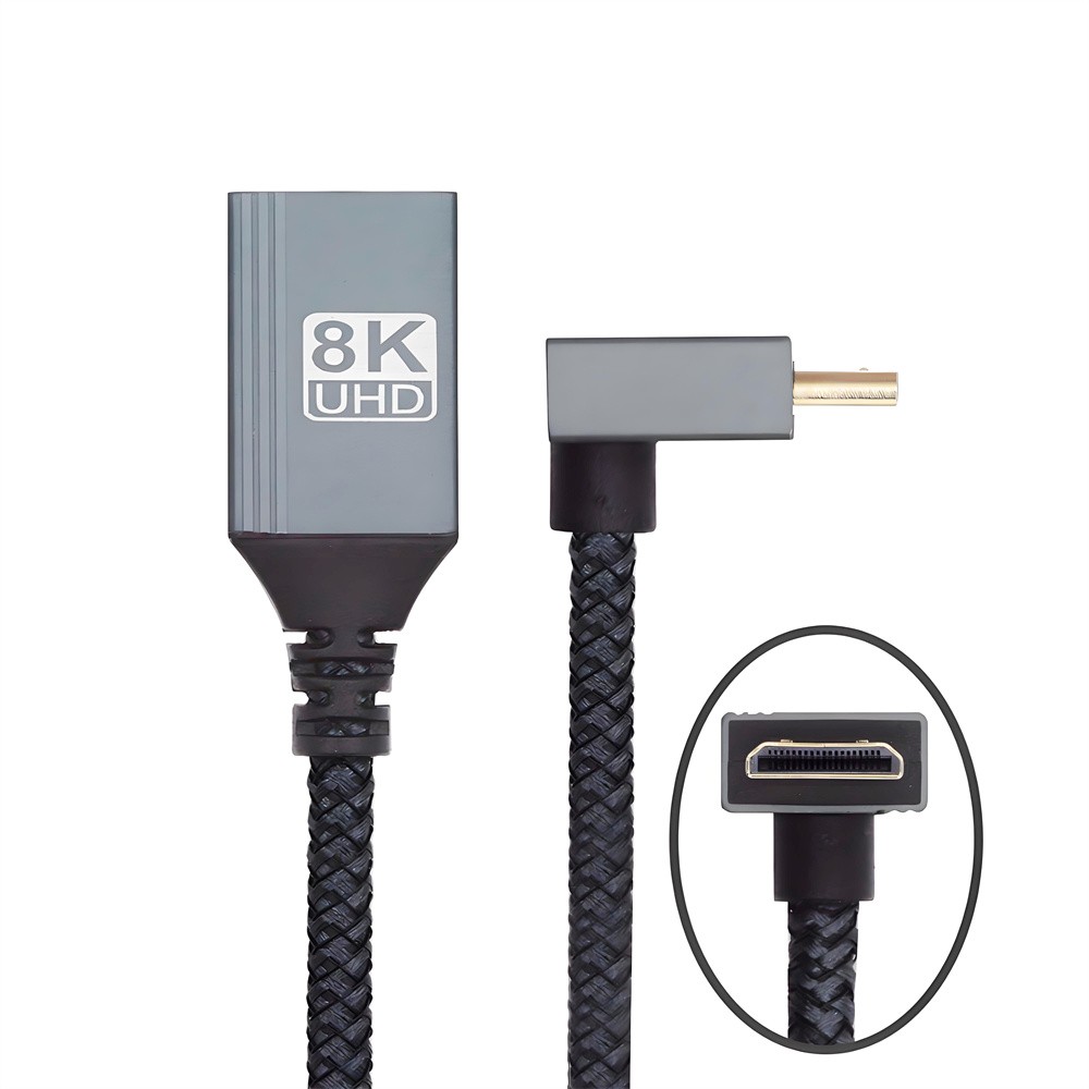 CY Mini HDMI 2.1 8K Type-C Male Left Angled to HDMI Female Extension HDTV Cable