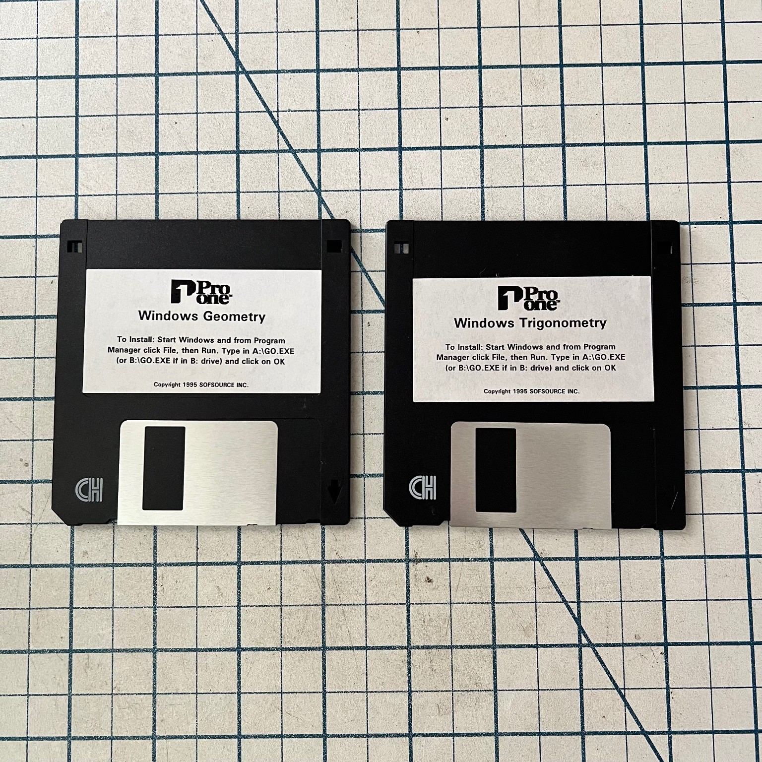 Pro One Windows Geometry Trigonometry Software 3.5" Floppy Disk 1995 Vintage