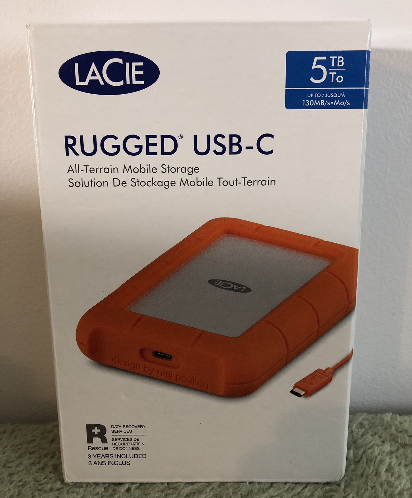 New Sealed LaCie Rugged 5TB External USB-C Drive