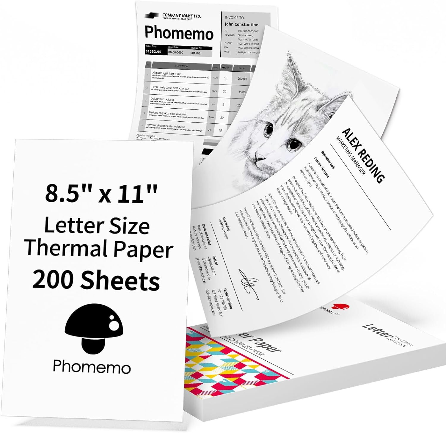 Phomemo M08F Portable Thermal  Inkless Printer Support 8.5" X 11" US Letter LOT