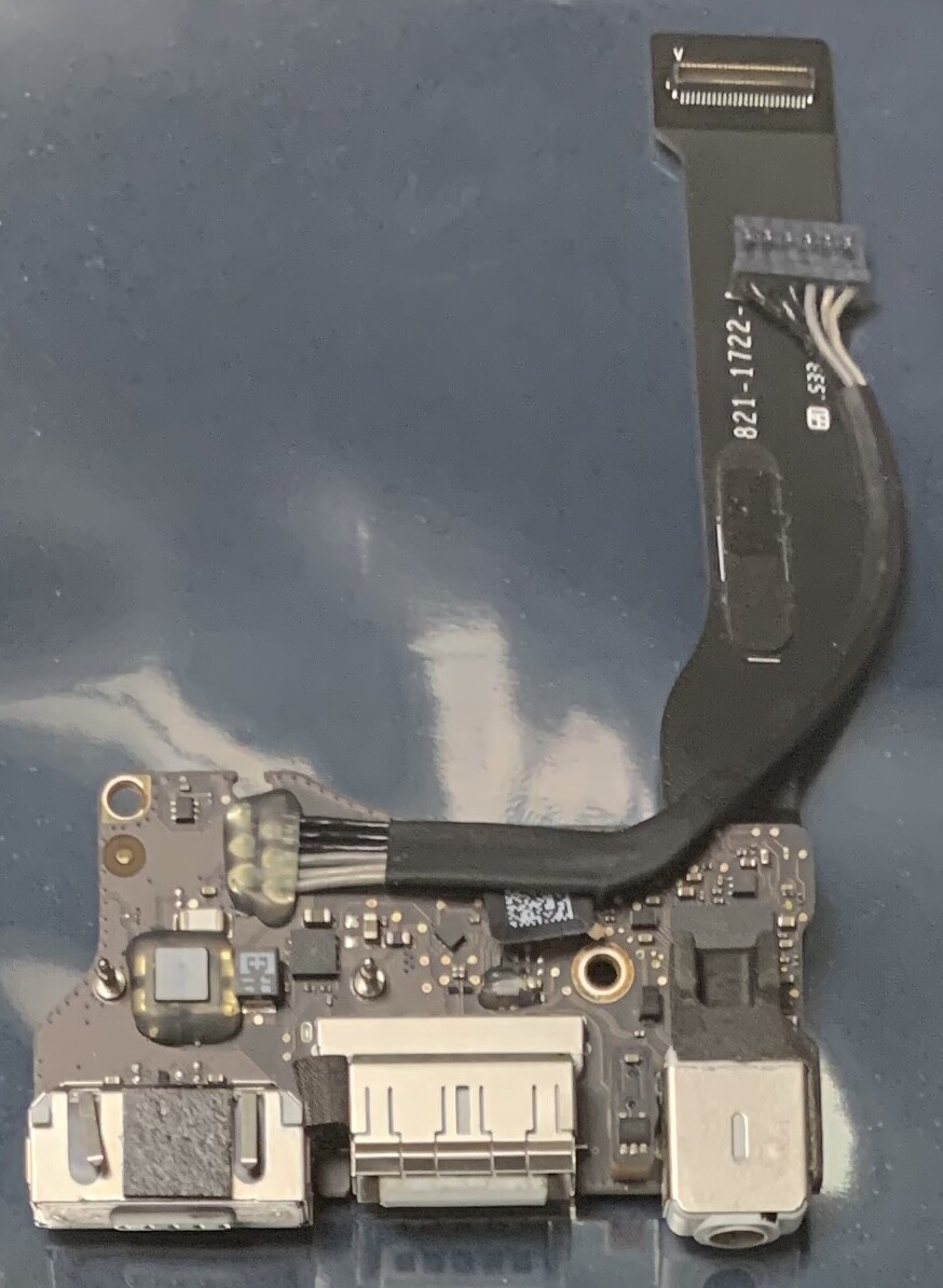 MacBook Air 13" A1466 2013 - 2017 DC Jack Audio USB Board w/ Cable 821-1722-A