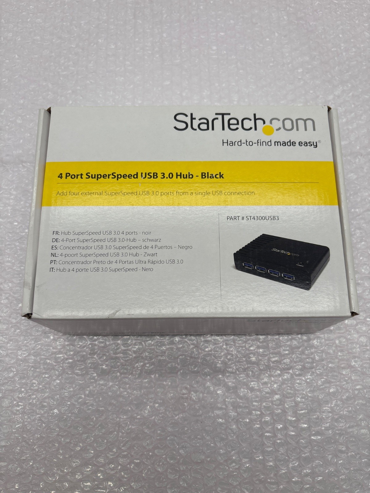 StarTech ST4300USB3 4-Port SuperSpeed USB 3.0 Hub Black New in Box NIB