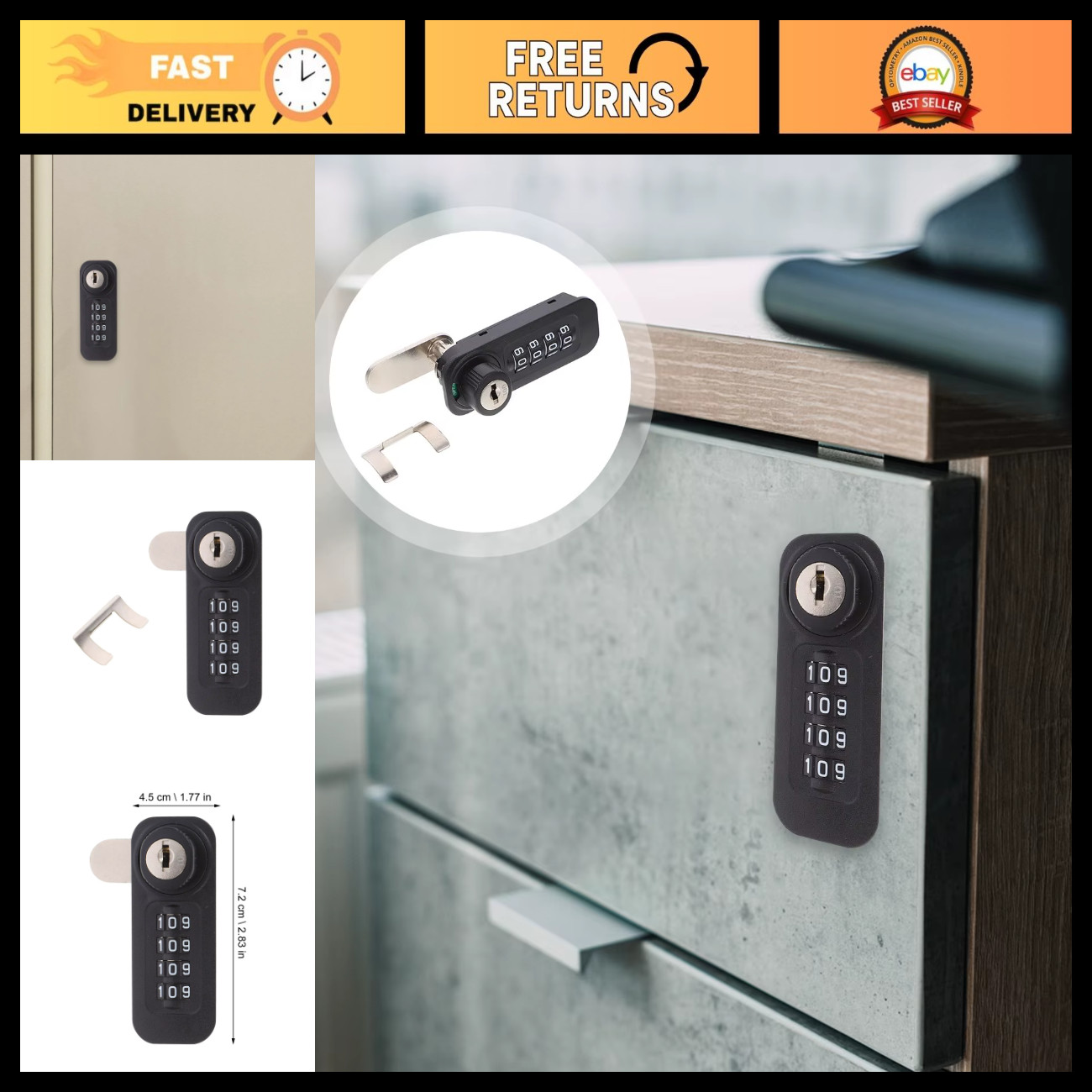 Resettable 4-Digit Mechanical Combination Lock for Locker, Cabinet & Door Securi