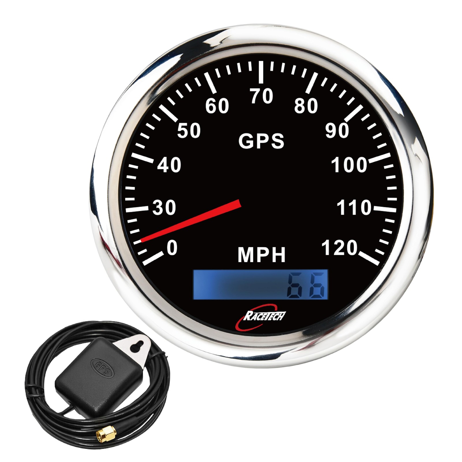 85mm 3-3/8 GPS Speedometer Digital Odometer with GPS Sensor 120 MPH Waterproof B