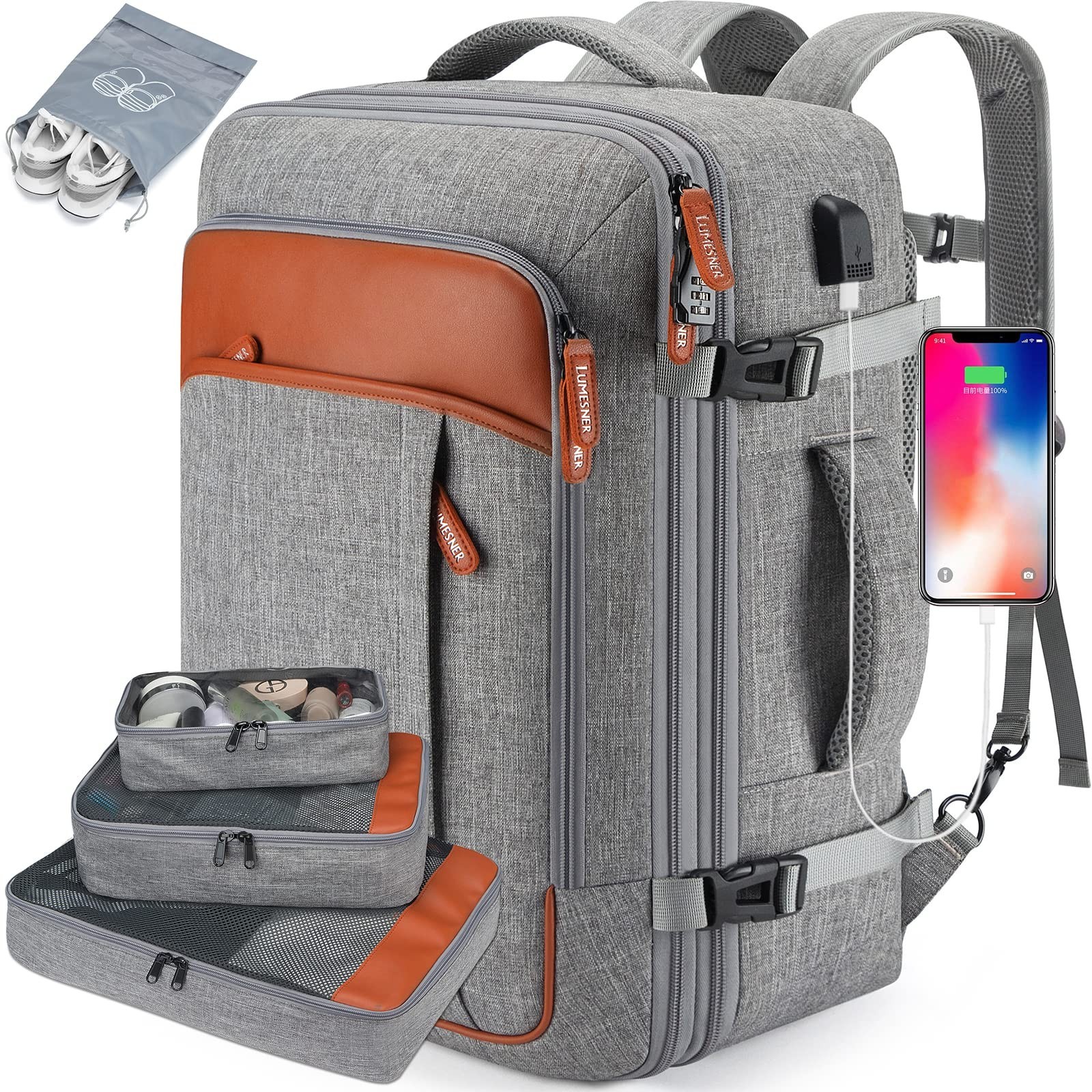 Lumesner Carry on Travel Backpacks, Extra Large 40L Flight Approved for Men &...
