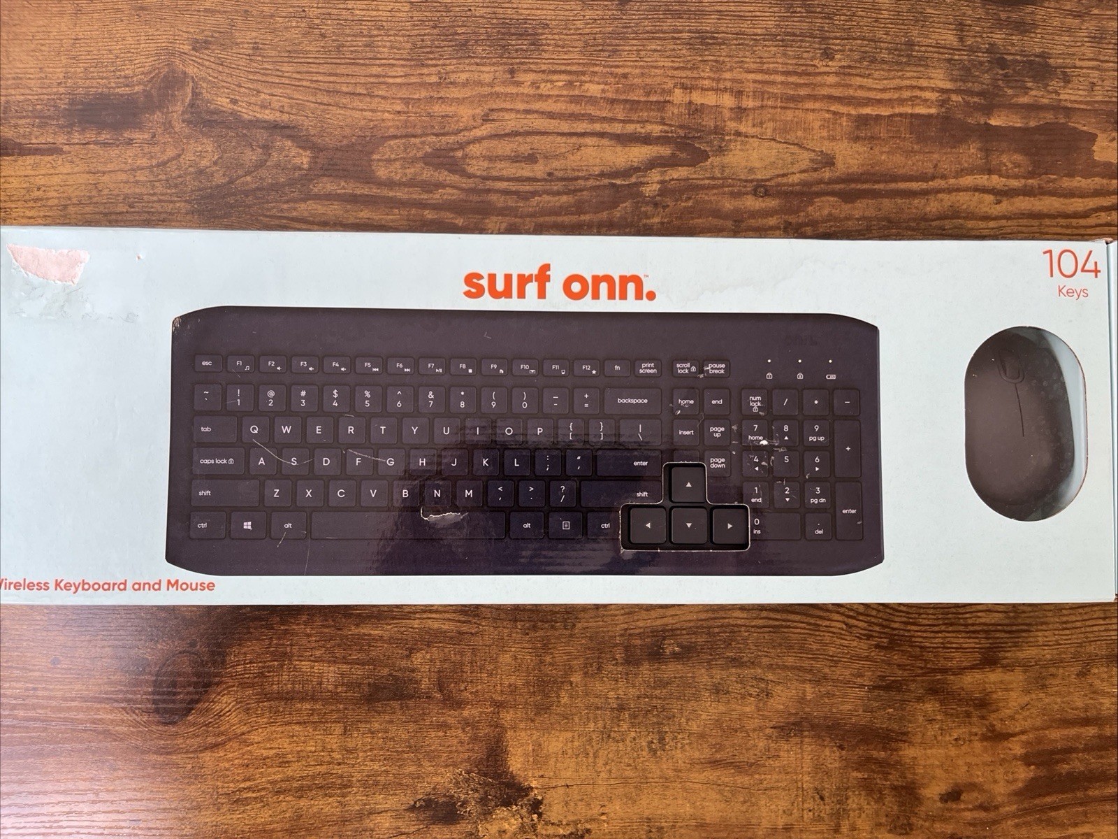 onn. Wireless Keyboard & Mouse Combo 104 Keys Optical USB Nano Receiver New