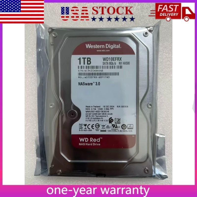 1PCS Western Digital Red 1TB WD10EFRX NASware 3.0 64MB SATA 6Gb/s 3.5 Inch Hard