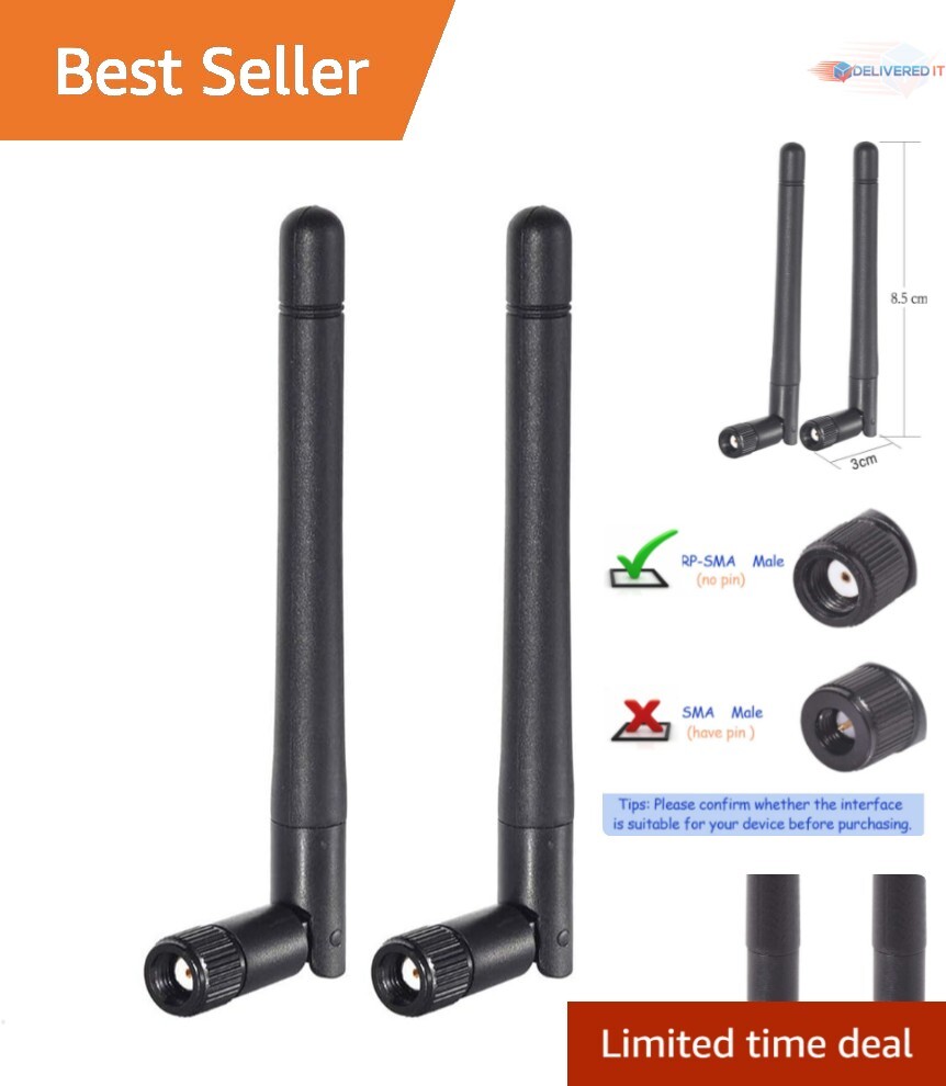 Universal 2-Pack RP-SMA Male Dual Band WiFi Antennas for Optimal Performance