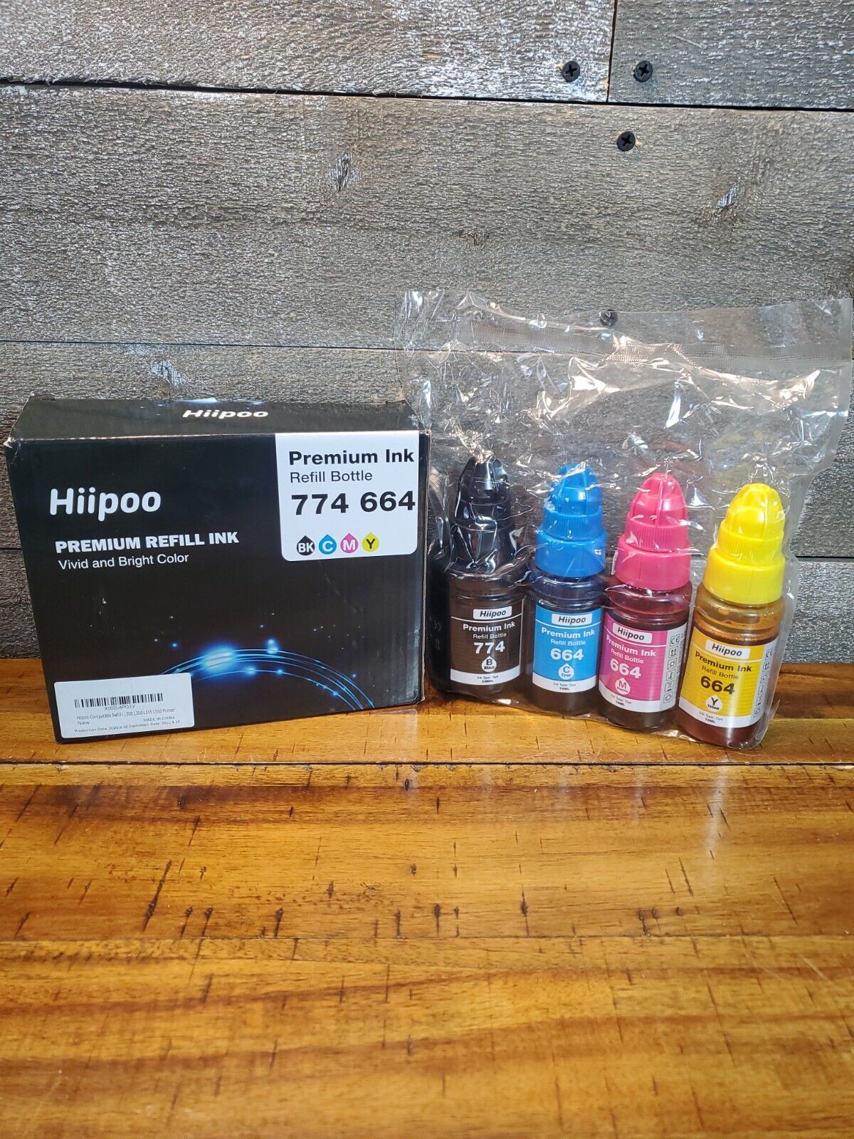 Hiipoo Premium Ink Refill  BOTTLES 774 664 BLACK, CYAN, RED, YELLOW