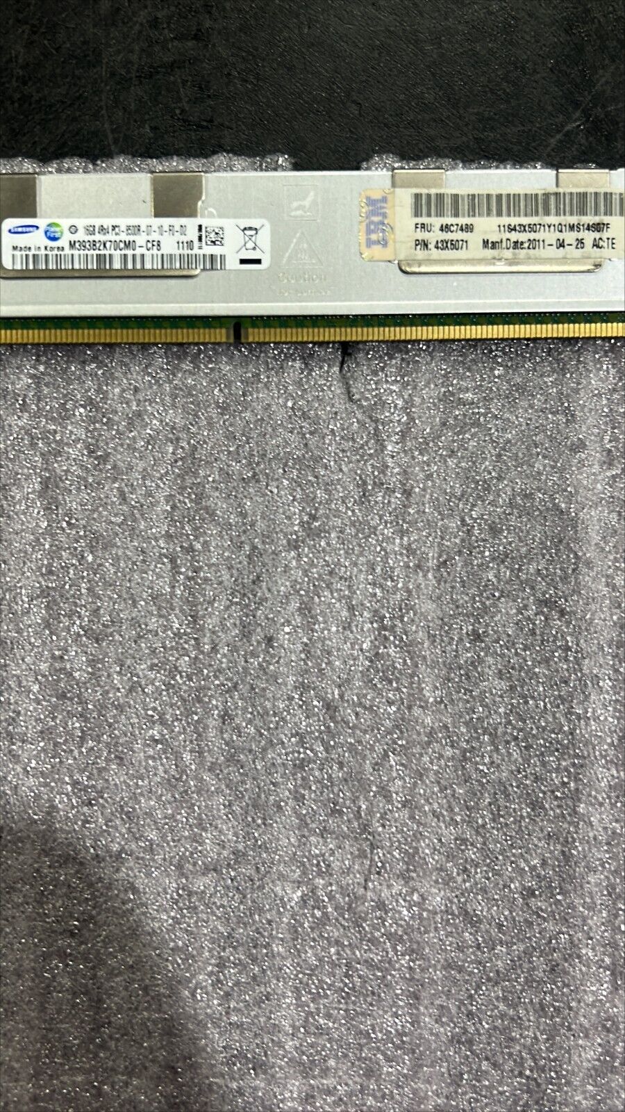 M393B2K70CM0-CF8 Samsung 16GB 4Rx4 PC3-8500R DDR3 ECC Memory 46C7489 43X5071