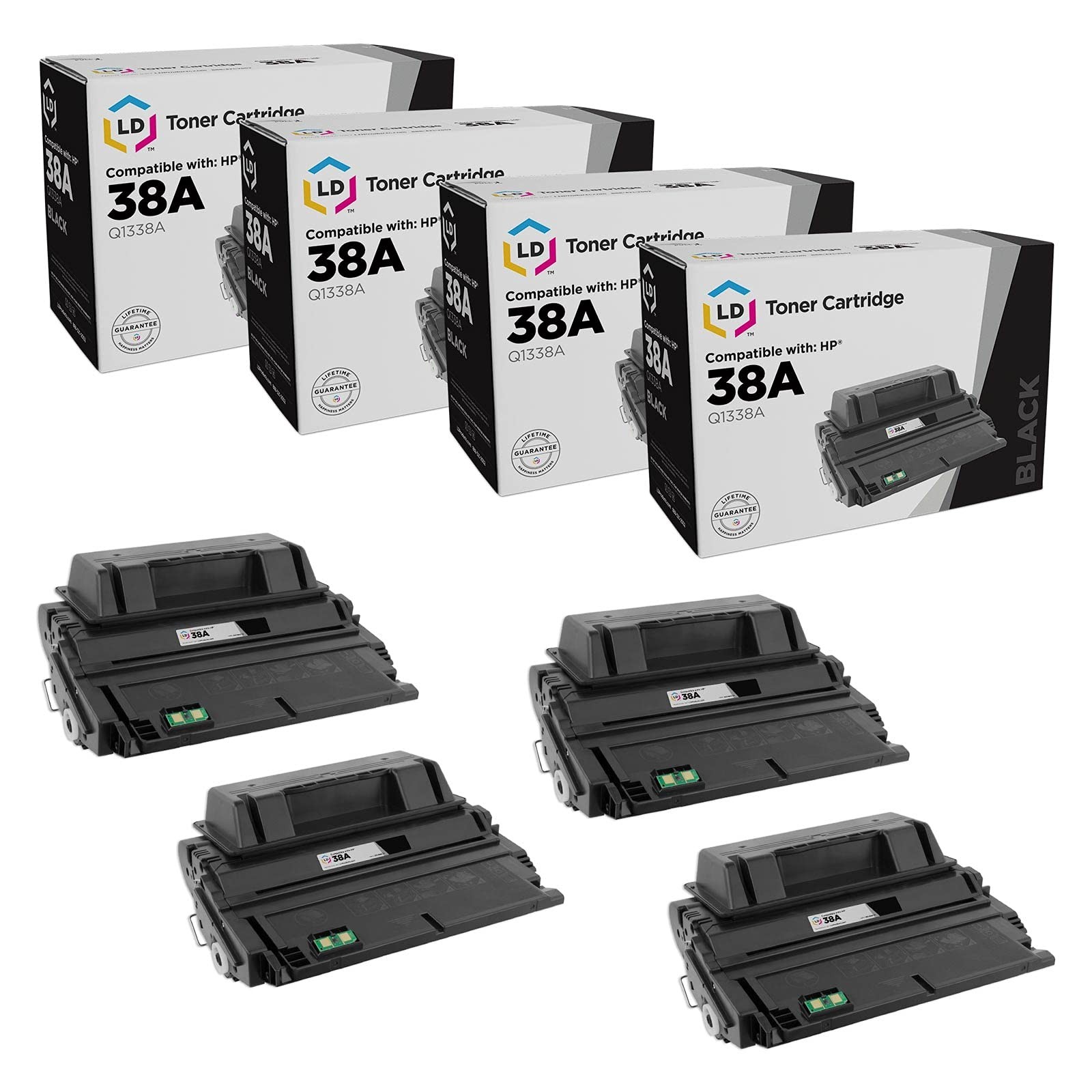 LD Compatible Replacements for HP 38A / Q1338A 4PK Black Toner Cartridges