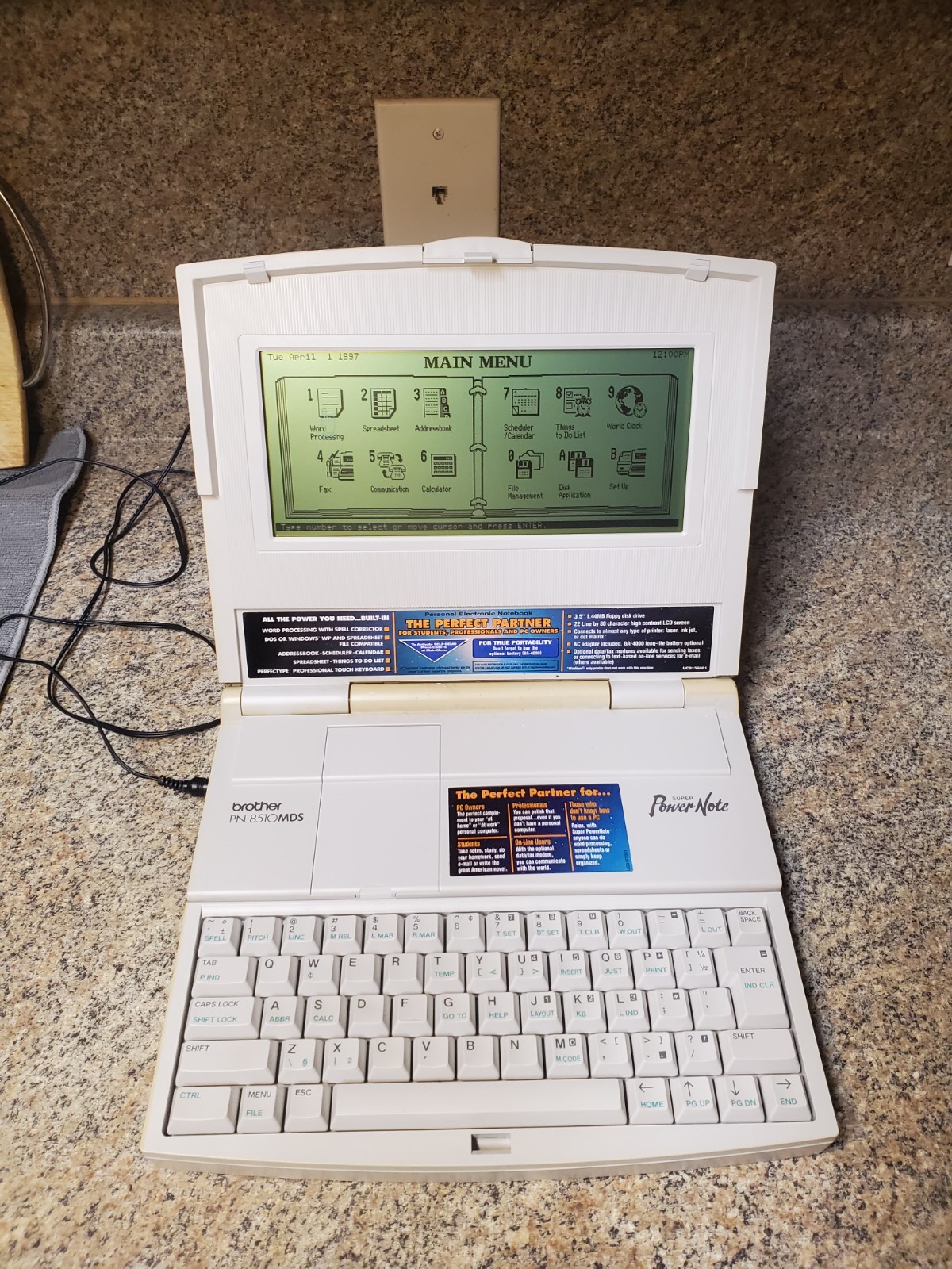WORKING Brother Super Power Note PN 8500MDS  Word Processor Notebook