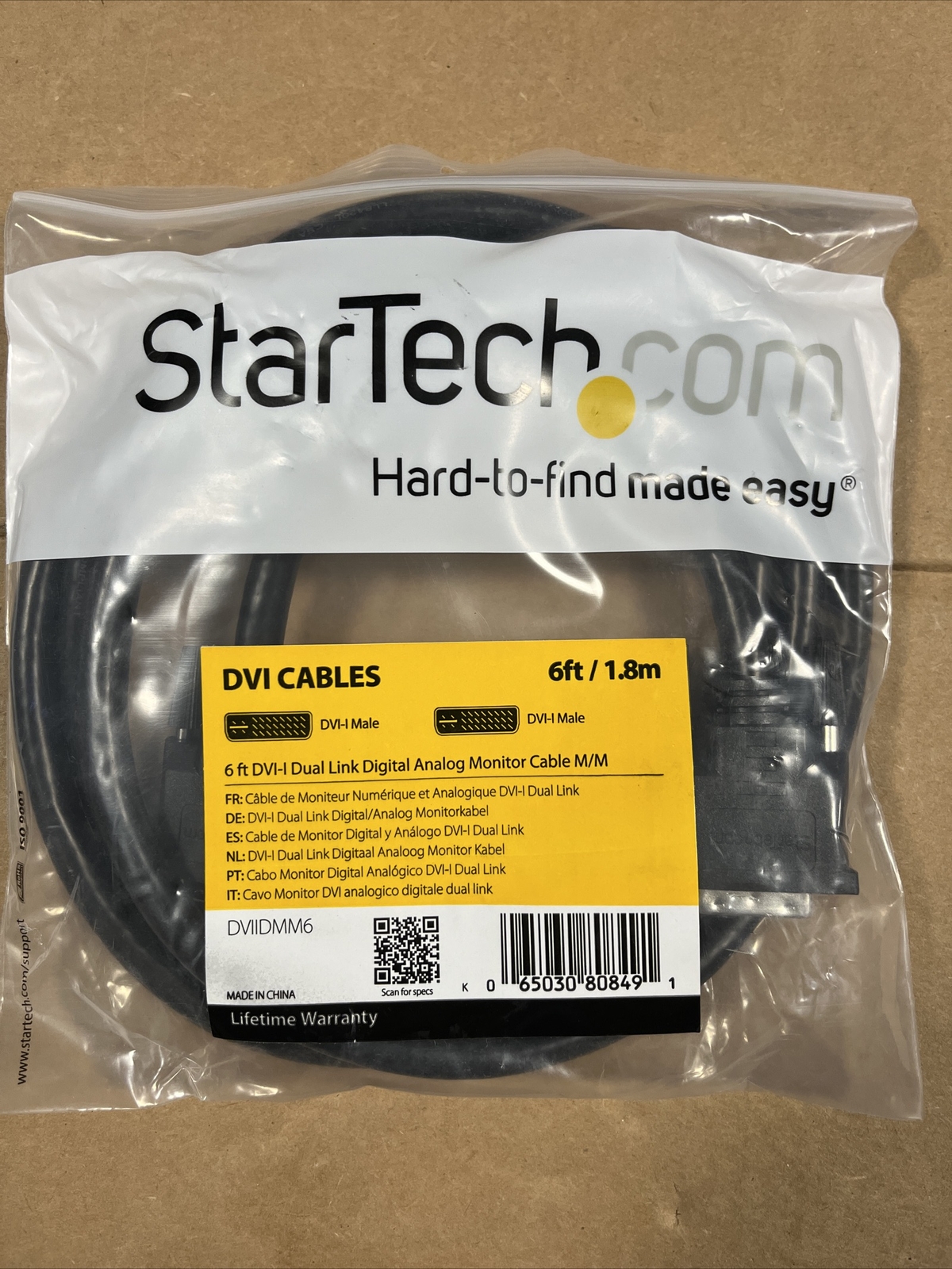 StarTech 6’ DVI Dual Link M-M DVI Cable 