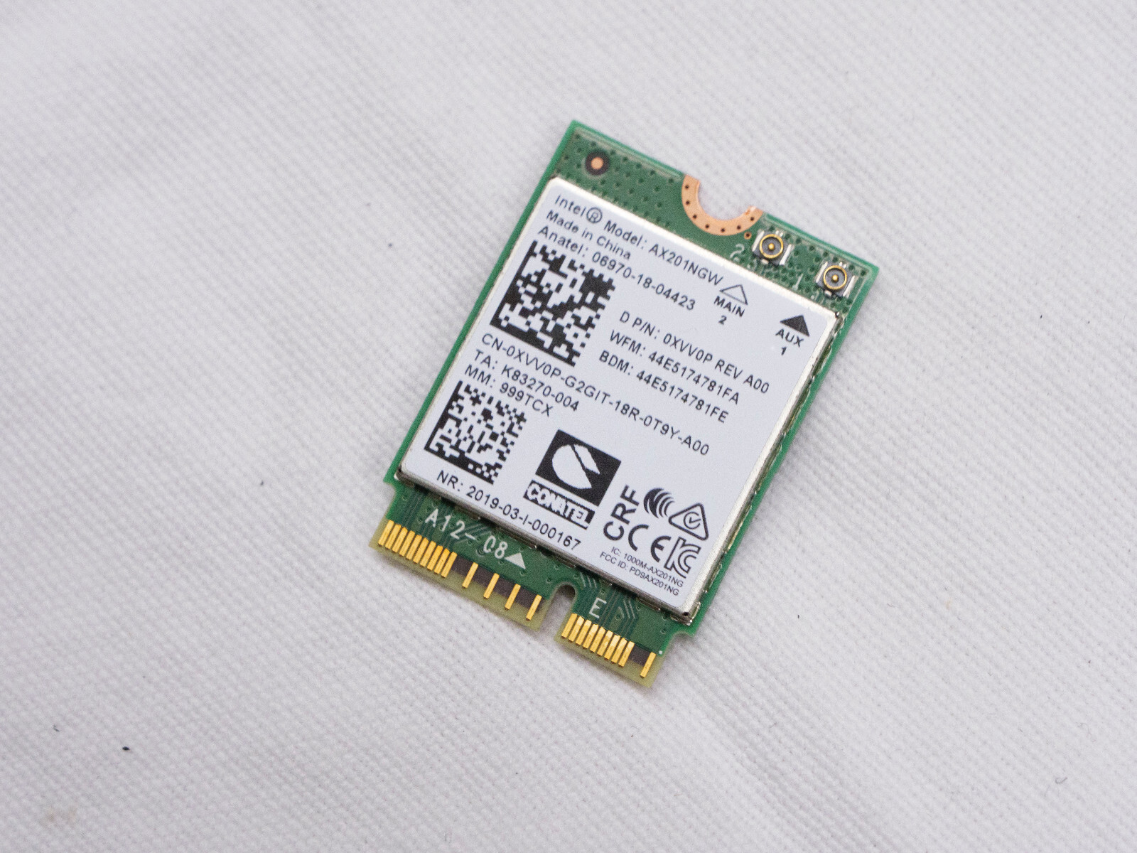 Intel Model: AX201NGW Network card by Anatel: 06970-18-04423