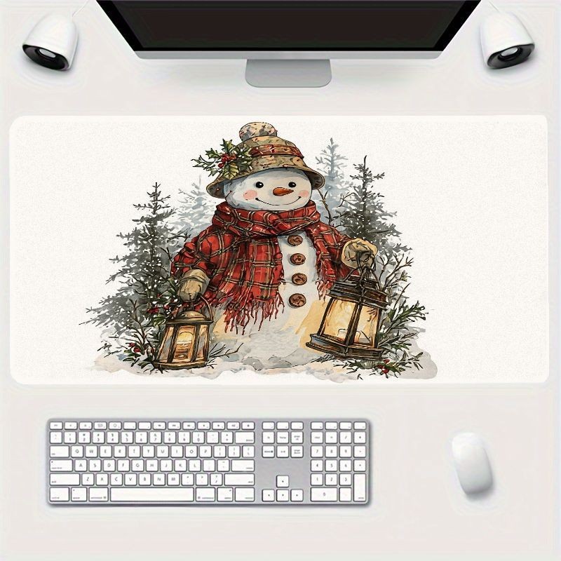 Winter-Themed Mouse Pad - Festive Snowman Design, a Must-Have for Modern Offic