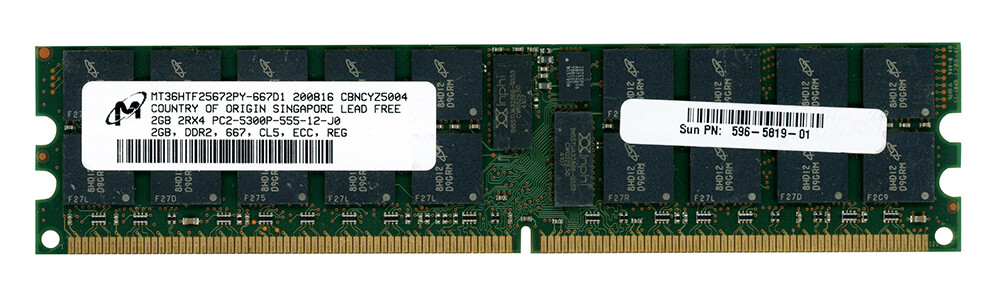 Sun 596-5819-01 Mt36htf25672py-667d1 2gb Ddr2-667mhz Reg Ecc Cl5