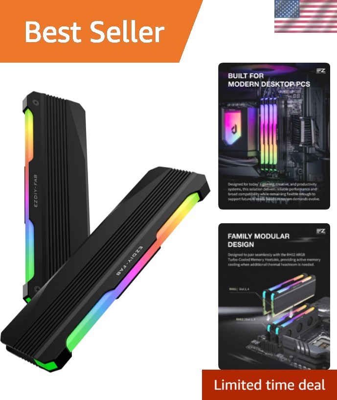 RH01 ARGB RAM Heatsink, / Memory Cooler, 2-Pack, Black