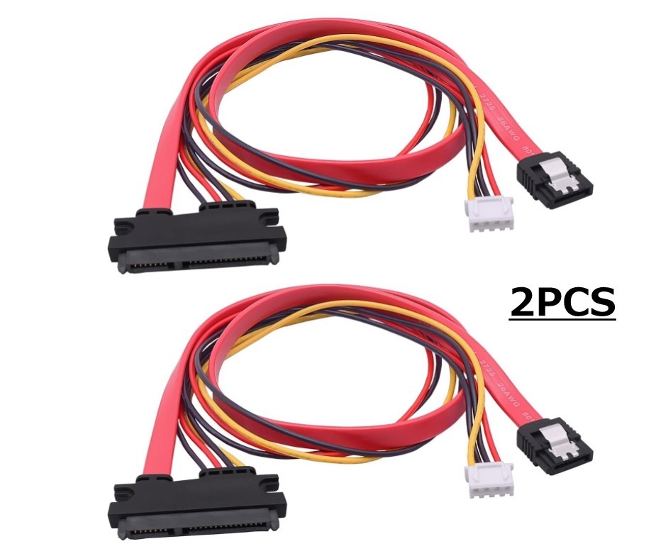22Pin SATA Data Power Cable 2in1 SATA 7+15 to 7 Pin Data with XH2.5 4Pin Power