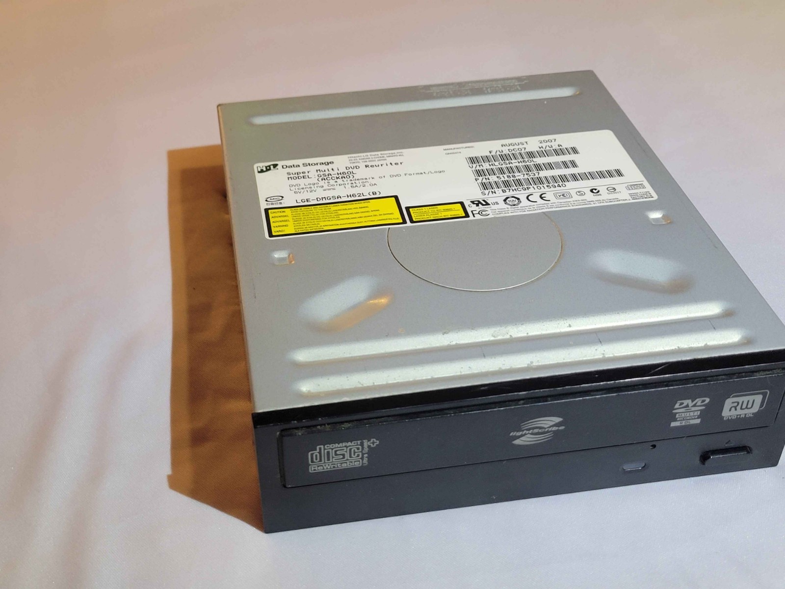 HL Data Storage DVD RW Rewriter SATA Black Optical Drive GSA-H60L