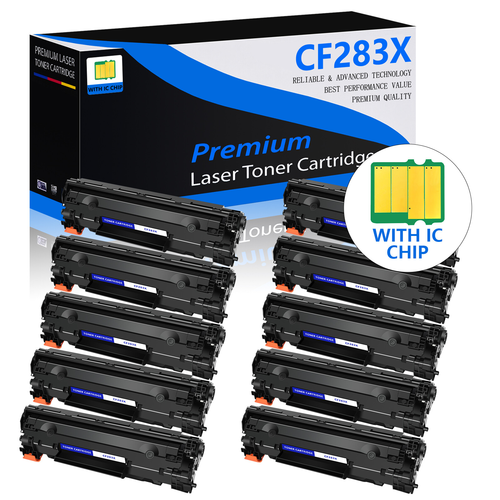 10 PK/Pack 83X CF283X Toner Cartridge For HP LaserJet Pro M201 M225 MFP