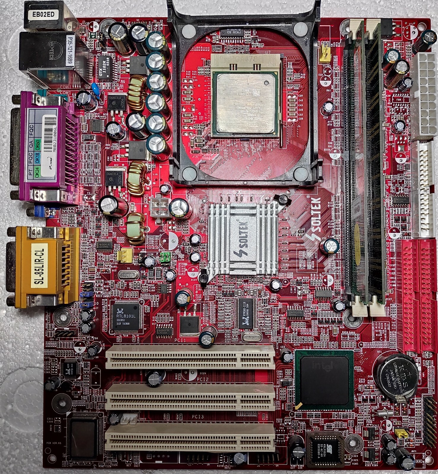 Motherboard Soltek SL-845LIR-CL + Intel Celeron 2.00