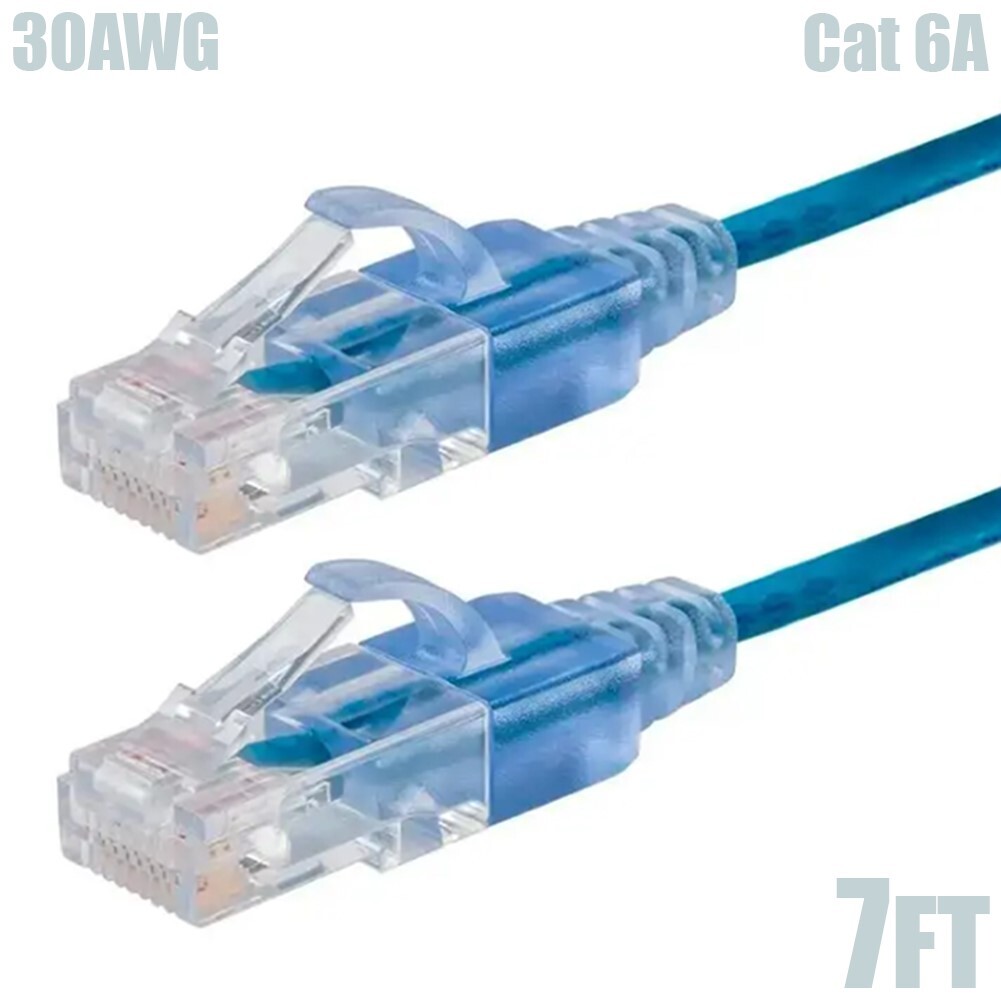 7FT CAT6A RJ45 Network LAN Ethernet UTP Cable Cord Snagless Boot 30AWG Blue