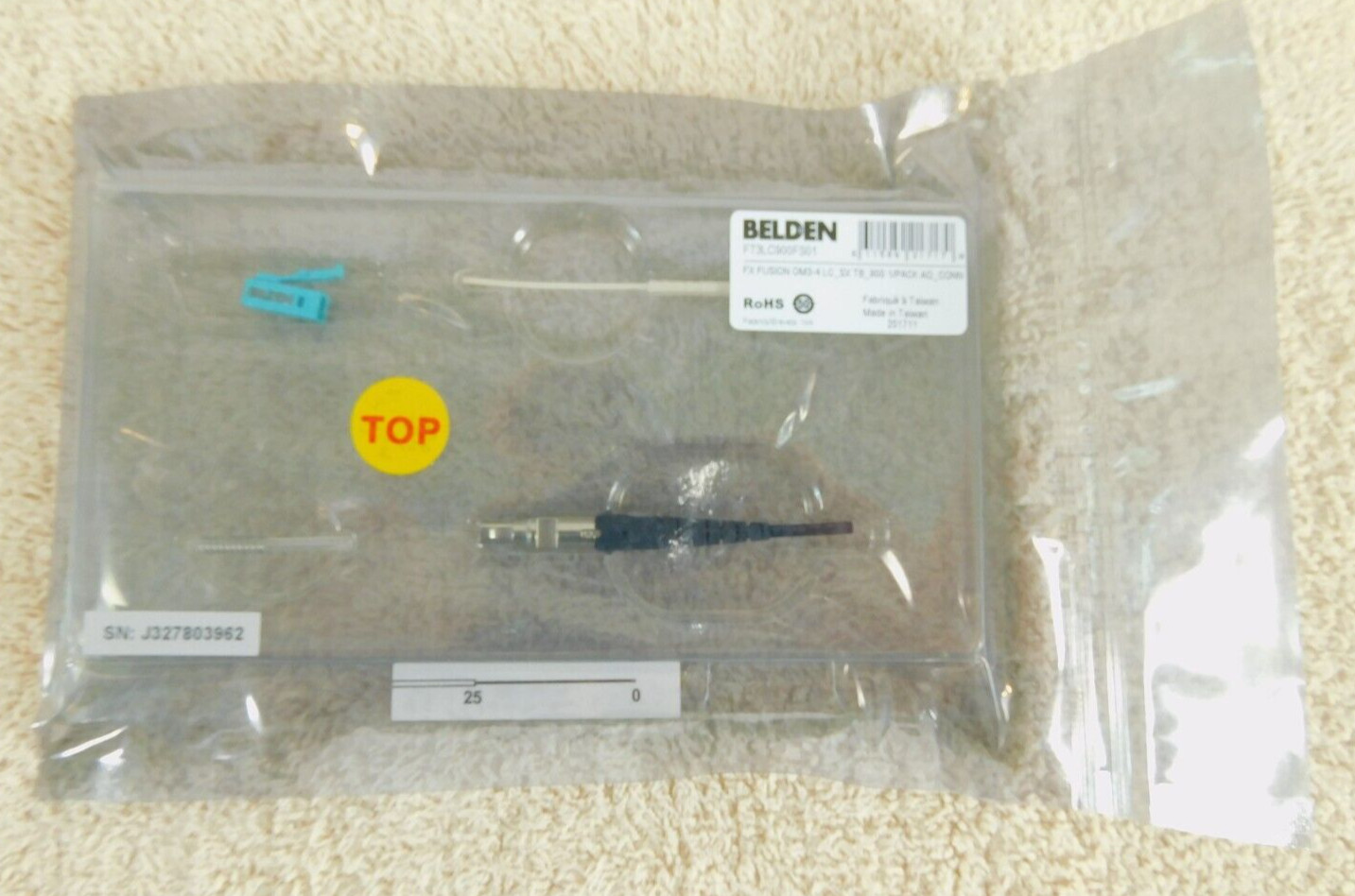 Fusion Splice Belden FT3LC900FS01 Fx Fusion, OM3-4 LC Simplex Tight Buffer 900um