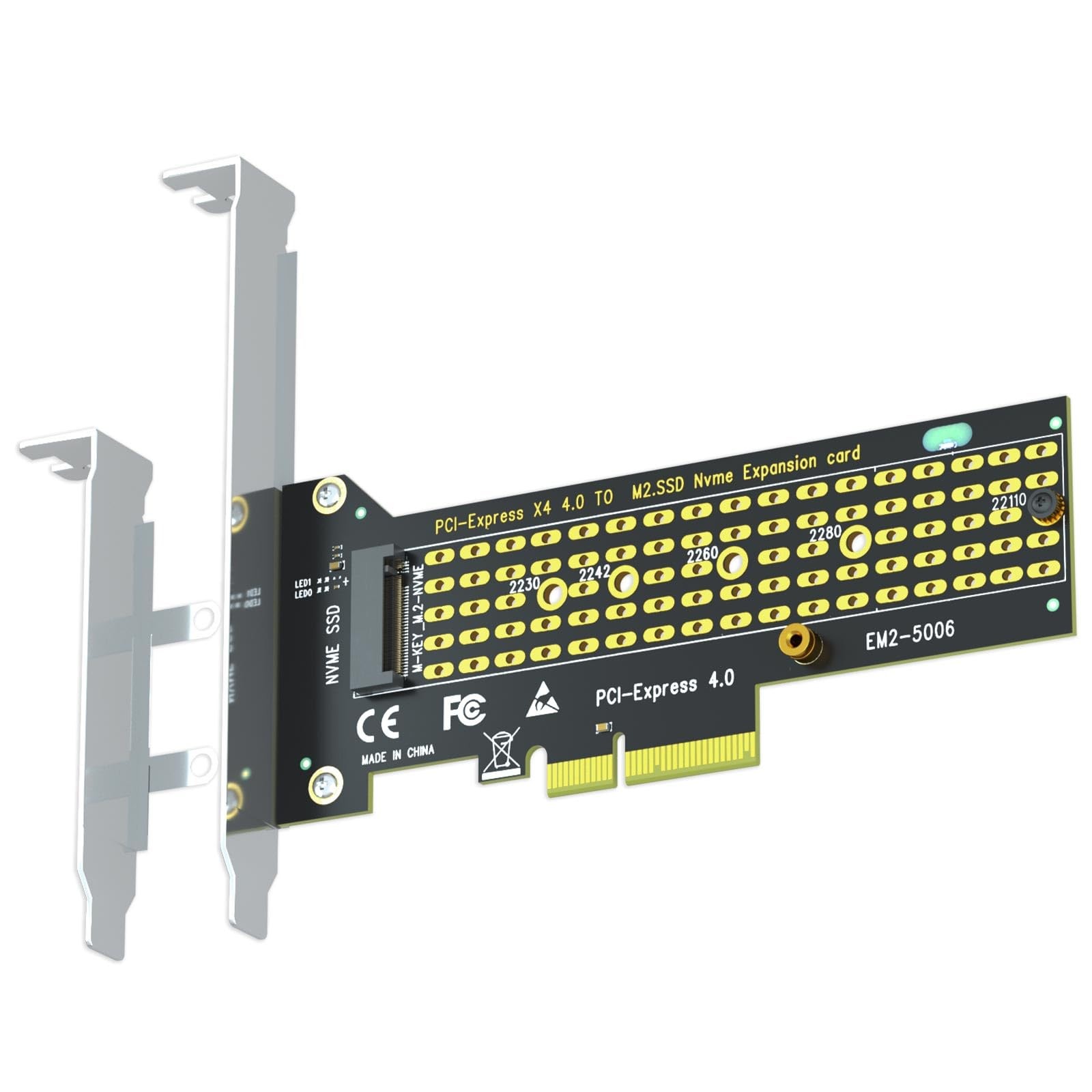 GLOTRENDS PA22110 M.2 NVMe SSD to PCIe 4.0 x4 Adapter 2230-22110 Heatsink Key M