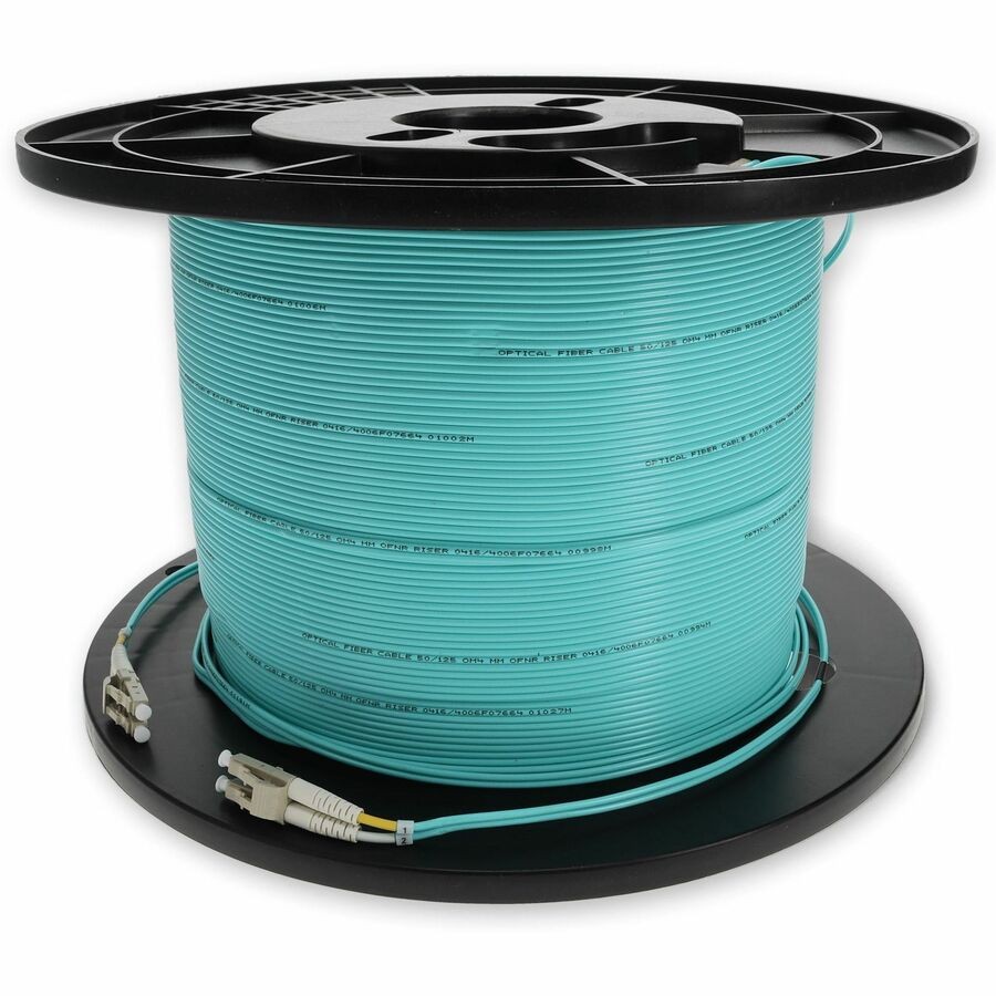 AddOn 75m LC to LC Aqua OM3 Duplex OFNR (Riser-Rated) MMF (Multi Mode) Fiber
