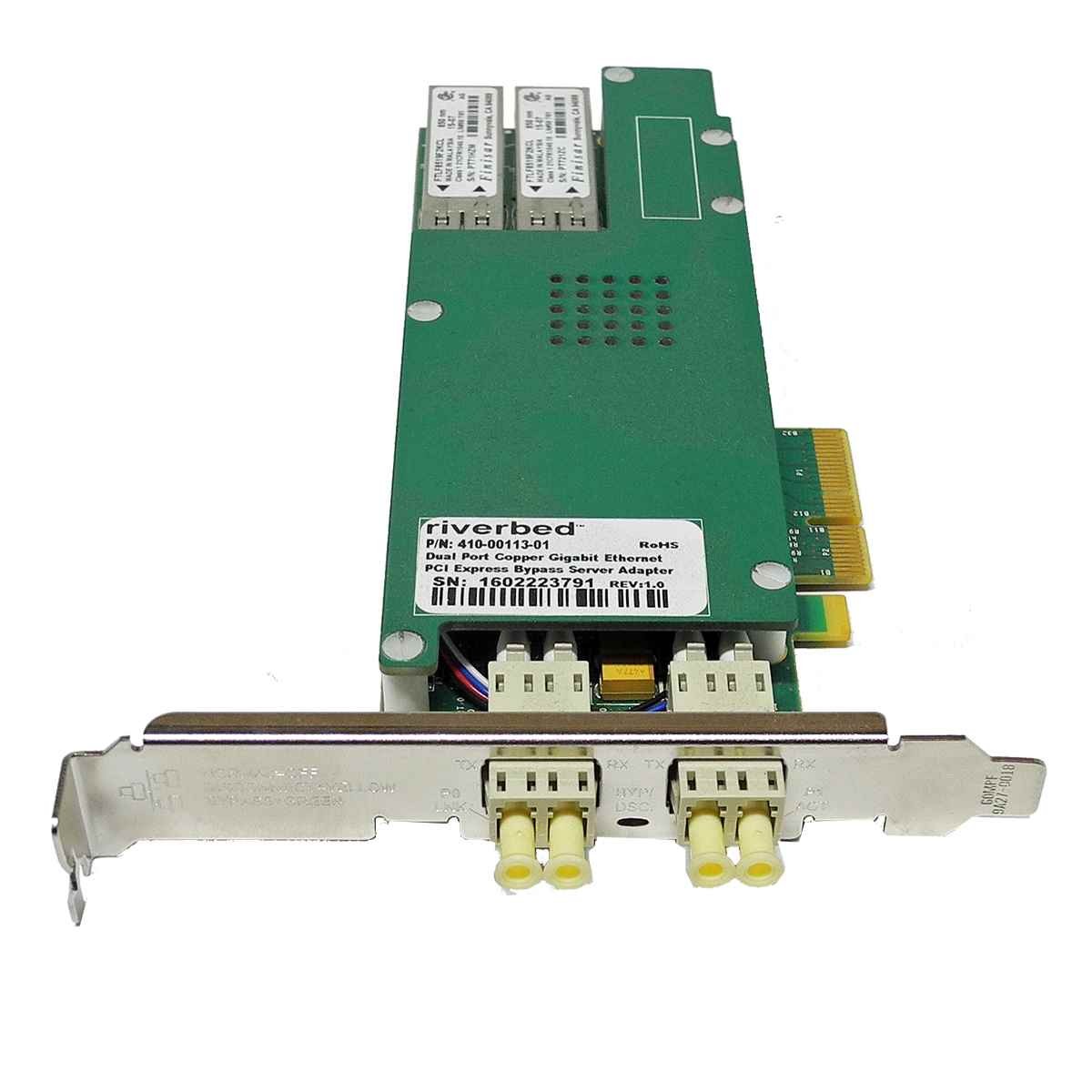 Riverbed Dual Port Fibre Channel 1GbE PCIe x4 MMF Network Card 410-00113-01